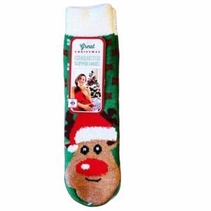 NEW Reindeer Christmas Slipper Socks